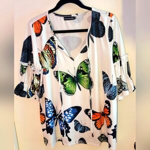 Multicolor Butterfly Print Blouse
